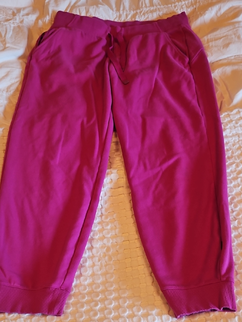 Athleta Bright Magenta Drawstring Sweatpants Lg - Picture 1 of 3